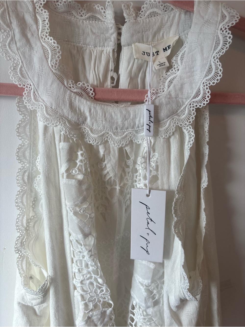 NWT Petal & Pup White L Floral Lace Halter Maxi Dress - Picture 7 of 9